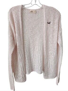 HOLLISTER Pink Open Knit Y2K Casual Long Sleeve Cardigan Size Medium